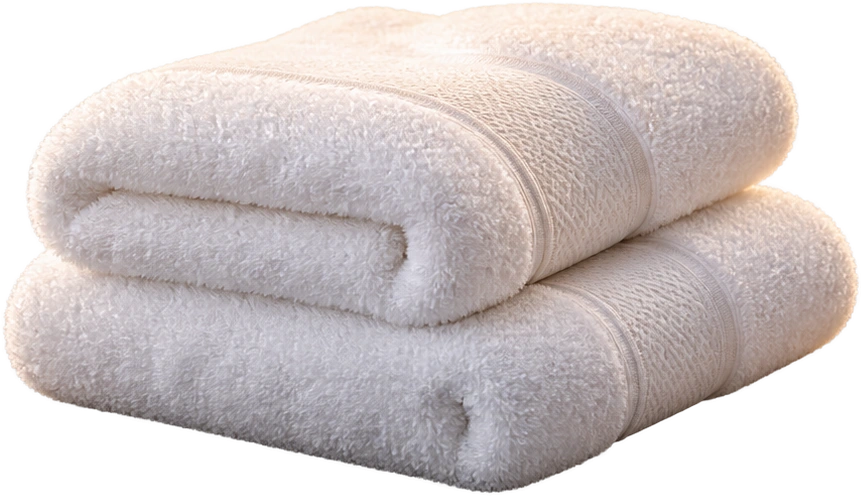Two folded plush hotel towels